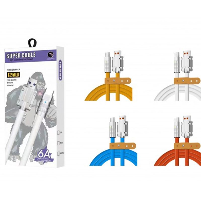 Platoon PL-8763 USB to Type-C 1m 6A Kalın Şarj Data Kablosu