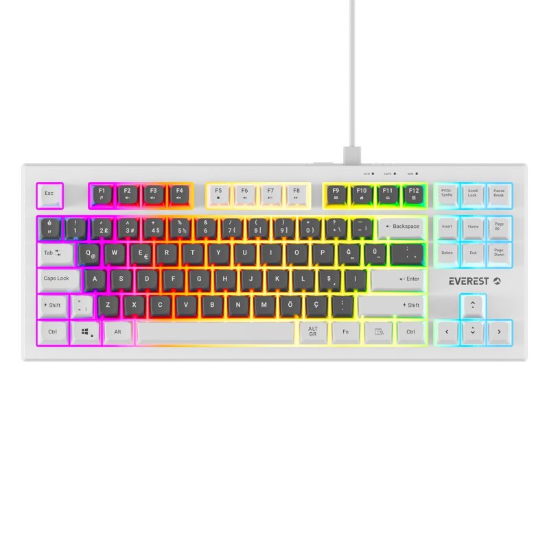 Everest KB-98 SILENT TKL Gri Mavi/Beyaz Rainbow Q Membrane Klavye