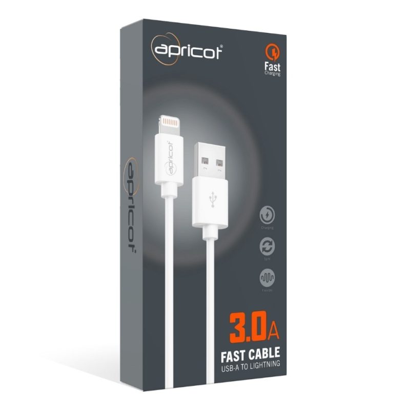 Apricot APC-S220L 1 Metre QC3.0 Lightning Beyaz Hızlı Data + Sarj Kablosu