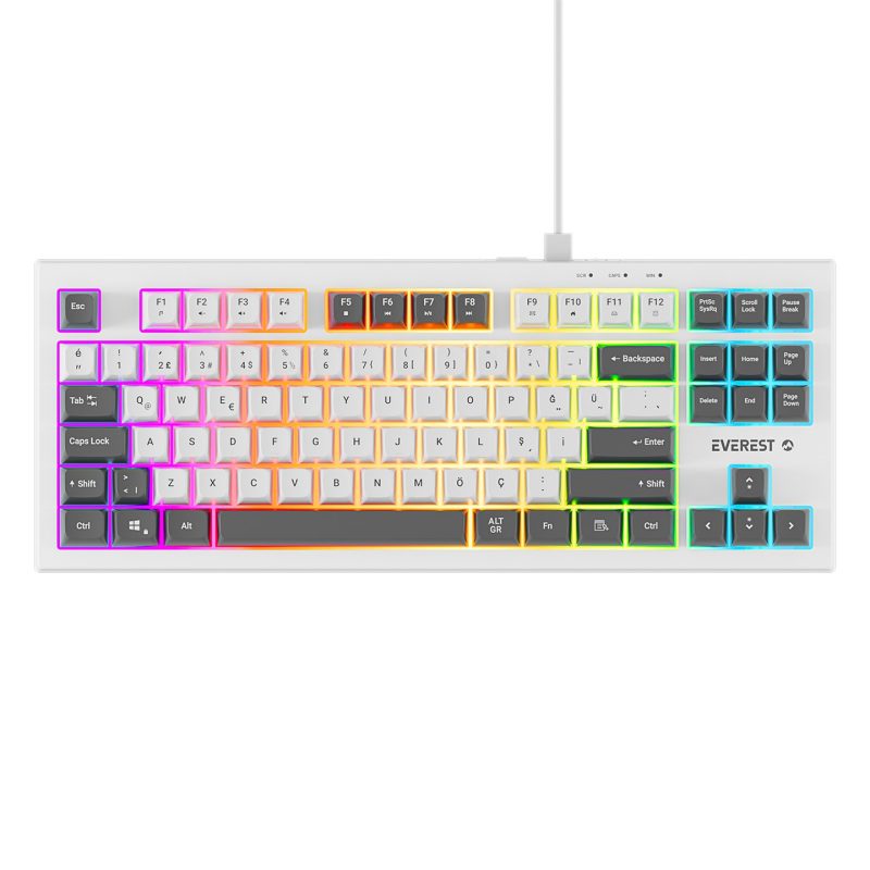Everest KB-98 SILENT TKL Beyaz/Gri Mavi Rainbow Q Membrane Klavye