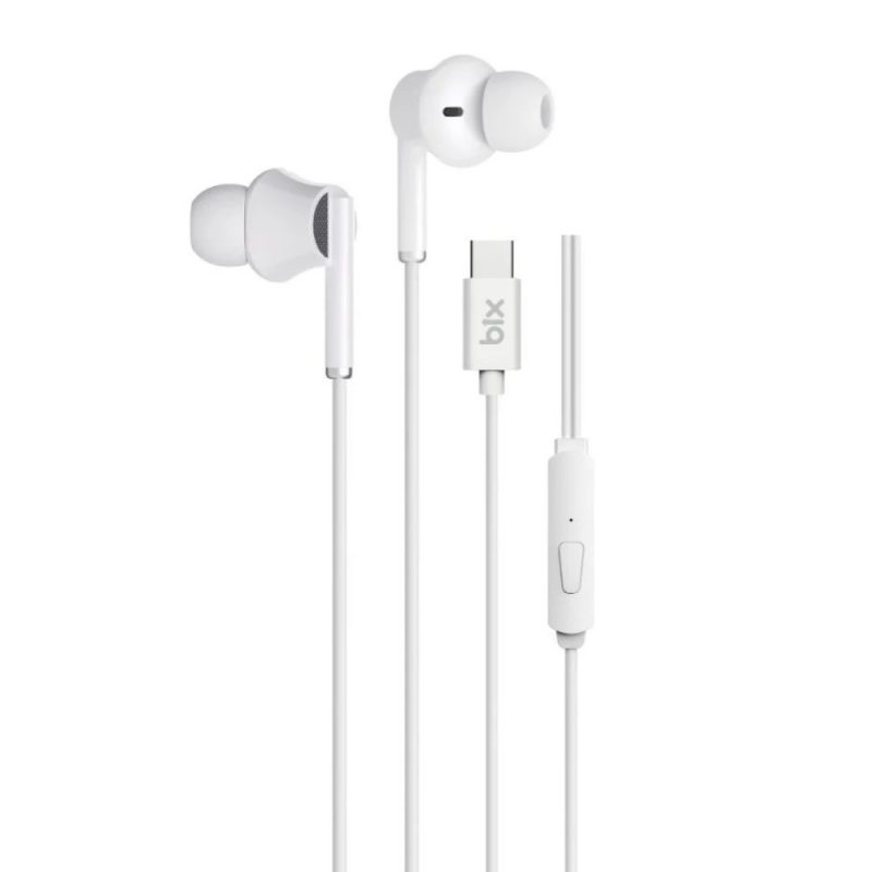 Bix HF01C Type-C 14mm Extra Bass Özellikli Mikrofonlu Kulak içi Kulaklık Beyaz