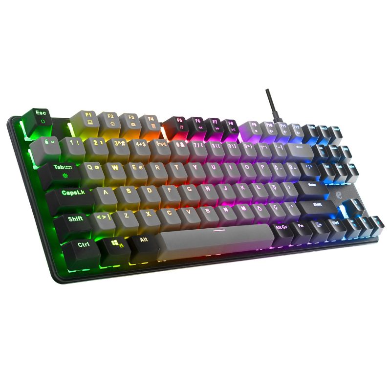 Acer eMachines EAK87 Gri/Siyah USB RGB Backlight RED SWITCH Mekanik Q 87 Tuşlu TKL Gaming Klavye