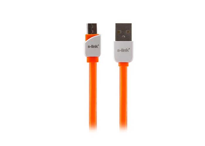 S-link SLP-506 Micro Usb Akıllı Telefonlar 1m Hızlı Şarj Turuncu Data + Şarj Kablosu