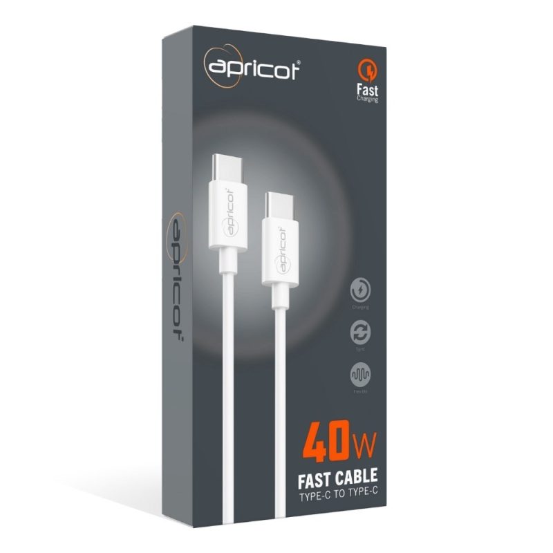 Apricot APC-PD260T-W PD 1 Metre Type C to Type C PD 40W QuickCharge Beyaz Hızlı Şarj Kablosu