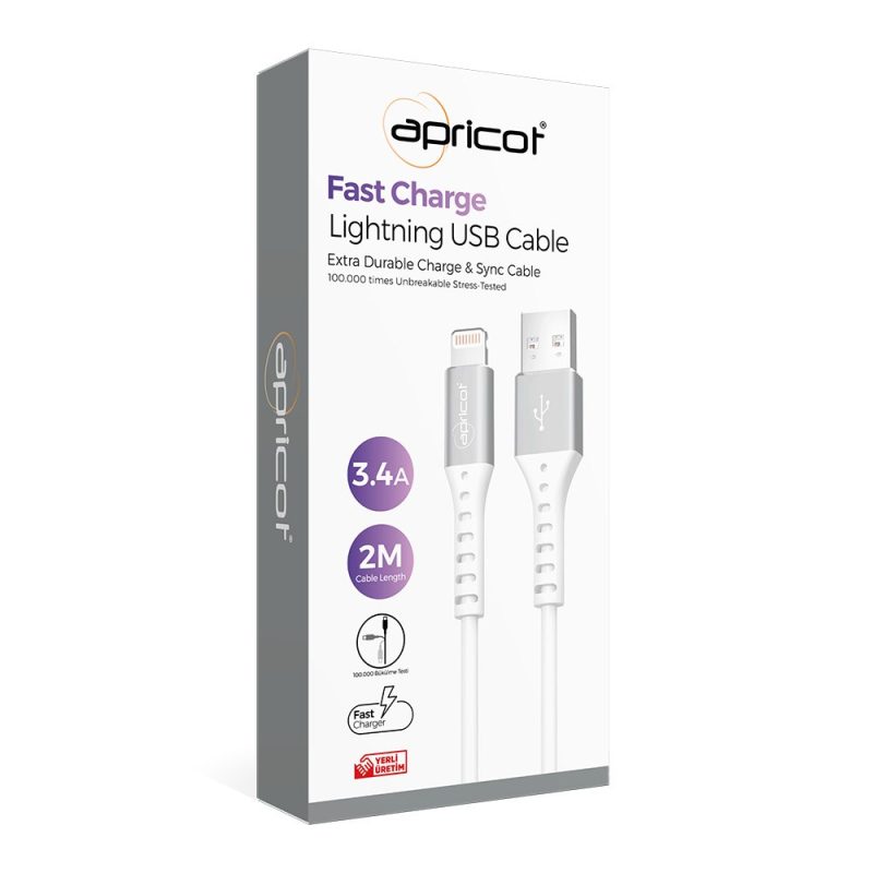 Apricot APC-A240L Lightning 2M 3A Şarj + Data Kablosu