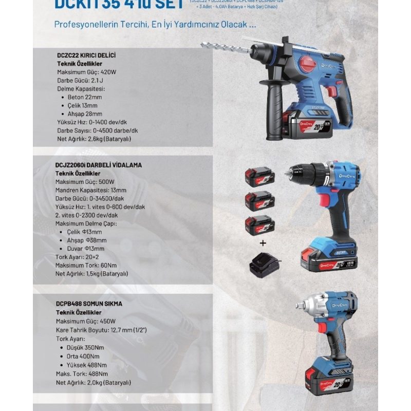 DCKIT35EM Profesyonel Set (4’lü) - TAKIM ÇANTASI HEDİYELİ
