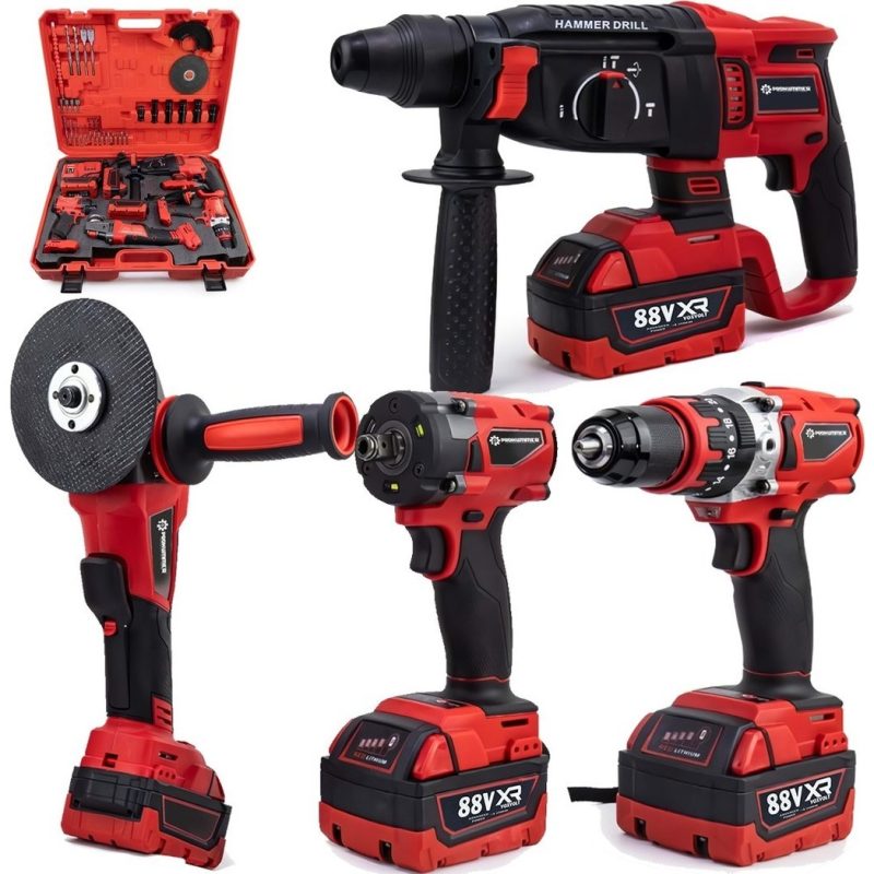 PH304 Prof Yeni Kırmızı 4lü Set Makine - 350NM Somun Sökme, Kırıcı Delici, 13MM Vidalama Matkap