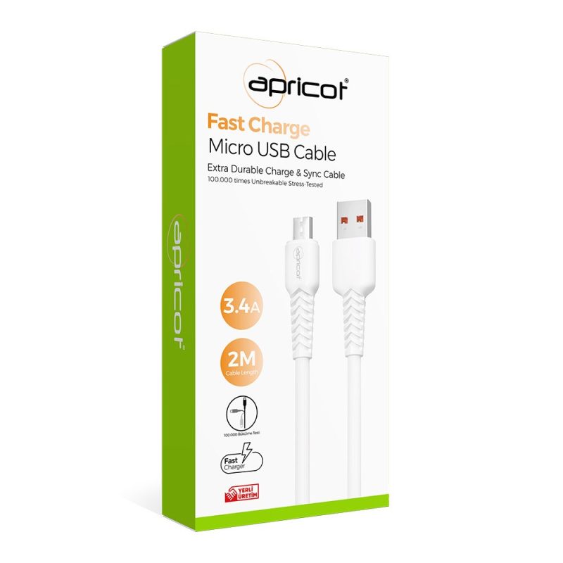 Apricot APC-A230M Micro USB 2M 2A Şarj + Data Kablosu