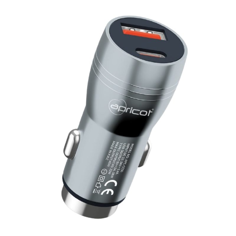 Apricot APC-CC60 40W PD Type-C & USB-A Çift Portlu Hızlı Şarj Özellikli Araç İçi Şarj Cihazı