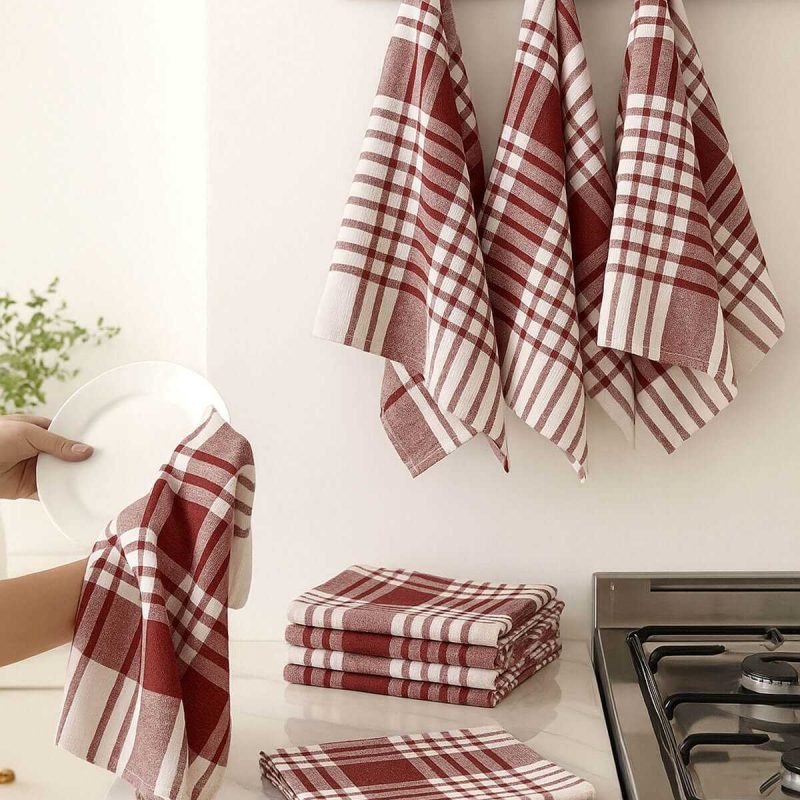 10 lu Lüks Bulaşık Kurulama Bezi ve Mutfak Peçetesi 50x70 Cm Daily Bordo