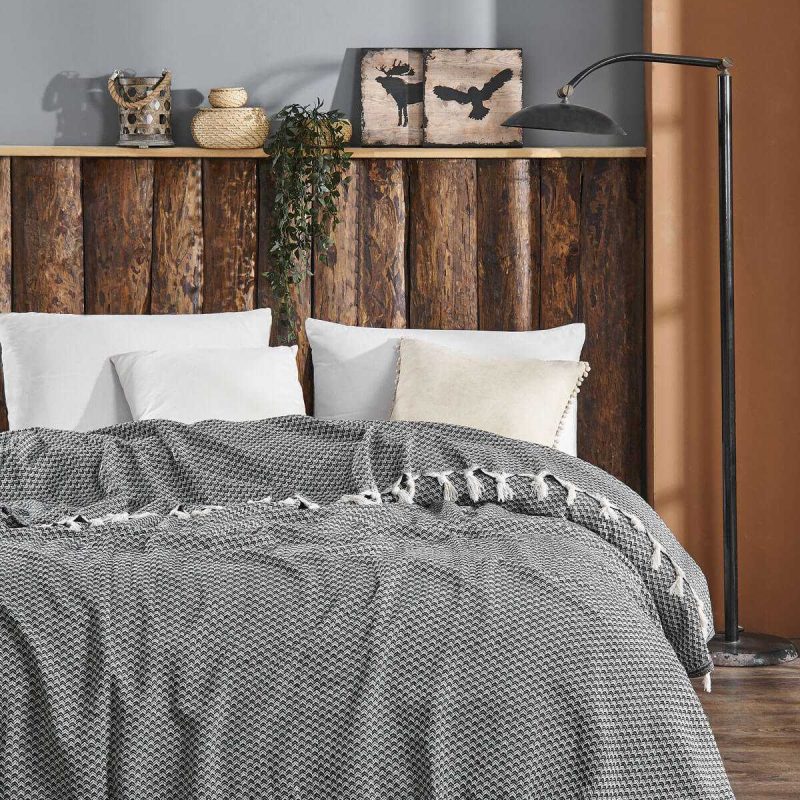 Çift Kişilik Yatak Pikesi Yelda Antrasit 200 x 230 Cm