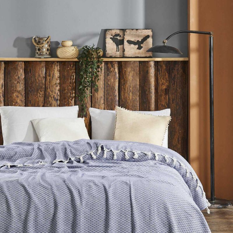 Çift Kişilik Yatak Pikesi Yelda Mavi 200 x 230 Cm