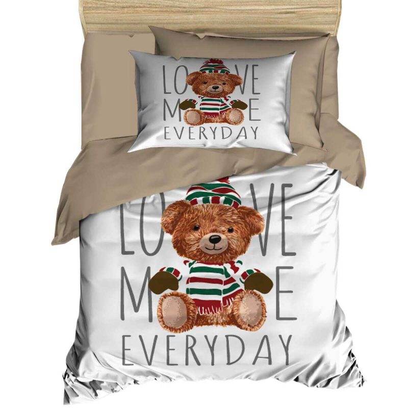 Dijital Baskılı 3d Pamuklu Yenidoğan Bebek Nevresim Takımı Love Me Everyday