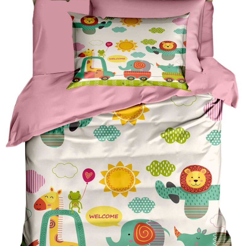 Dijital Baskılı 3d Pamuklu Yenidoğan Bebek Nevresim Takımı Welcome Zoo