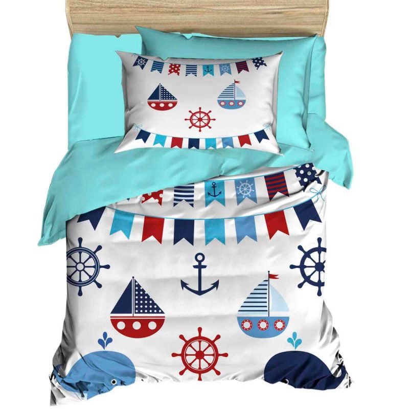 Dijital Baskılı 3d Pamuklu Yenidoğan Bebek Nevresim Takımı Çapa Marine