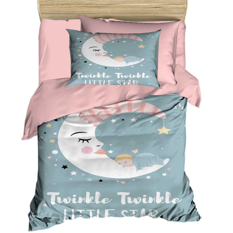 Dijital Baskılı 3d Pamuklu Yenidoğan Bebek Nevresim Takımı Sleeping Moon