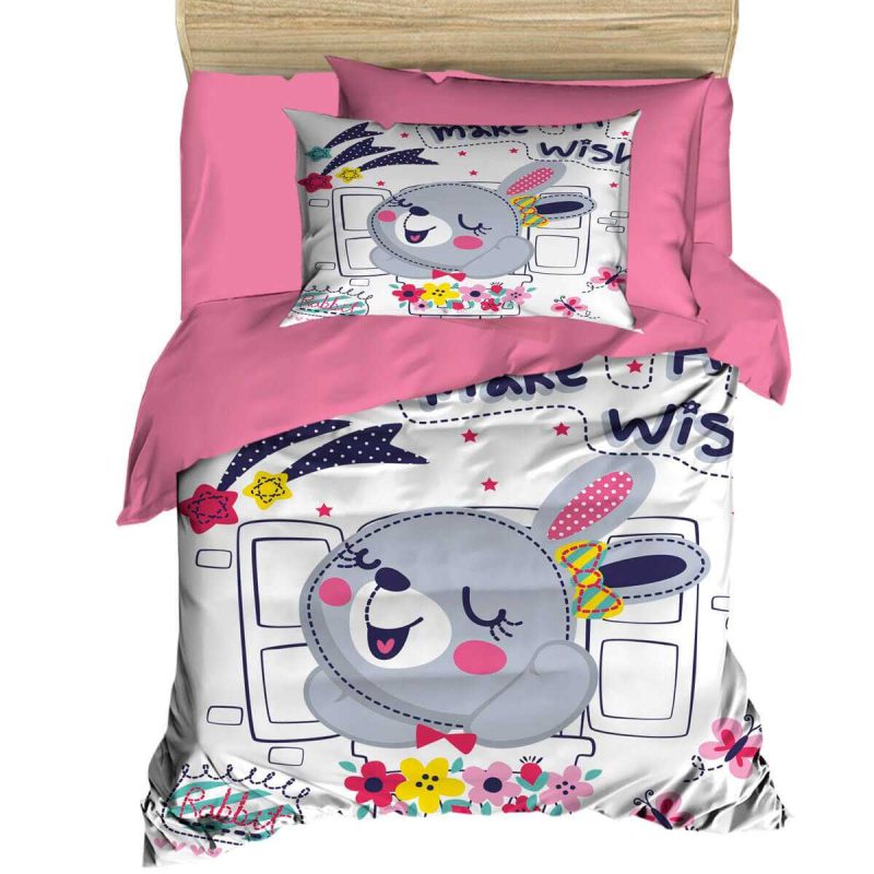 Dijital Baskılı 3d Pamuklu Yenidoğan Bebek Nevresim Takımı Wish Rabbit