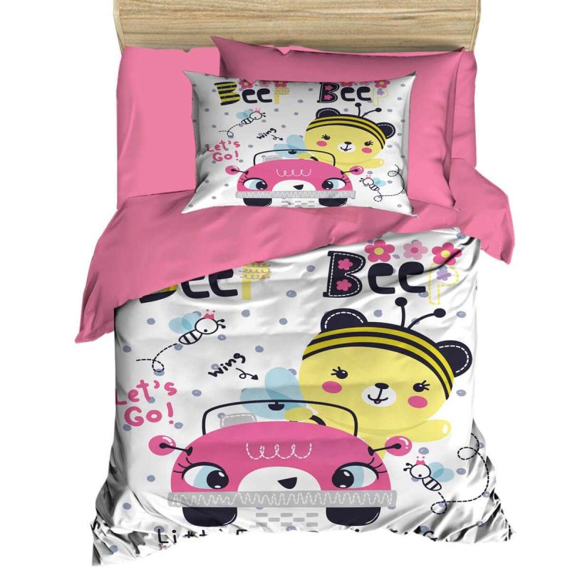 Dijital Baskılı 3d Pamuklu Yenidoğan Bebek Nevresim Takımı Lets Go Bee