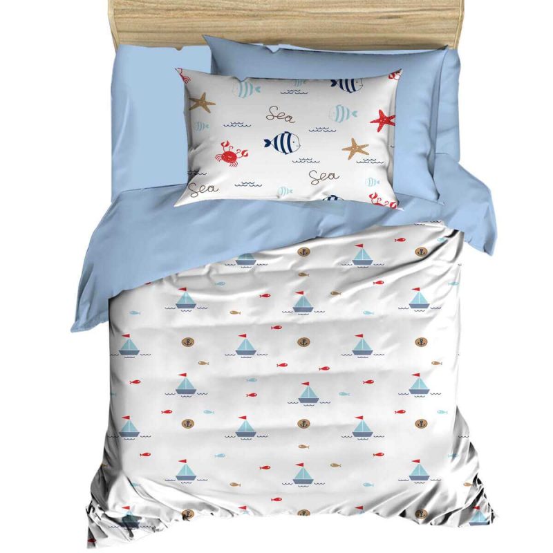 Dijital Baskılı 3d Pamuklu Yenidoğan Bebek Nevresim Takımı Sea Lowe