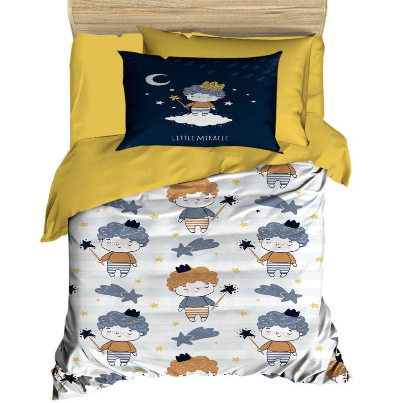 Dijital Baskılı 3d Pamuklu Yenidoğan Bebek Nevresim Takımı Little Miracle White