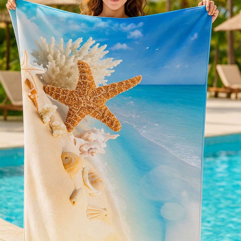 SeaDream Tropikal Desenli Plaj Havlusu 70X140 Cm  DenizYıldızı