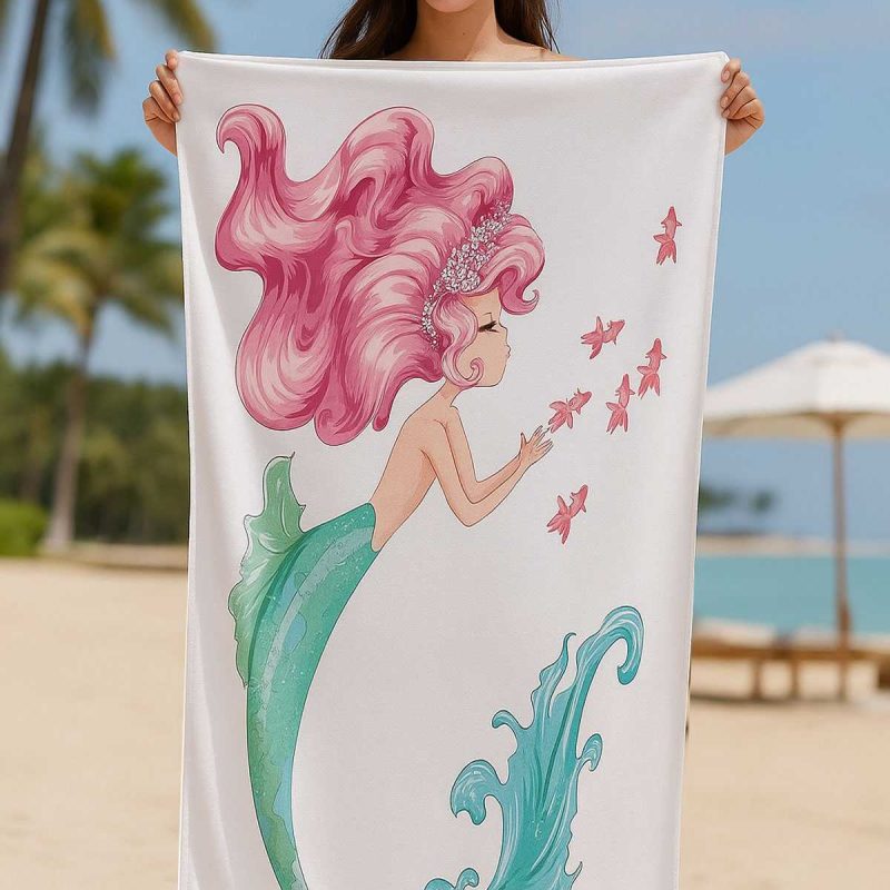 SeaDream Tropikal Desenli Plaj Havlusu 70X140 Cm Denizkızı