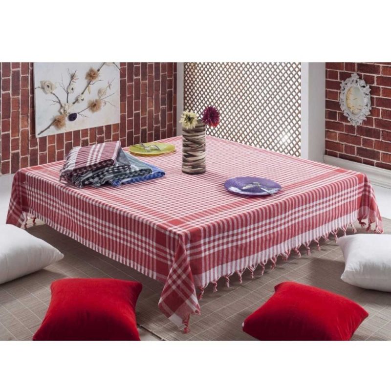 Gözde 170x170 cm. Kareli Desen Üçlü Sofra Bezi / Masa Örtüsü