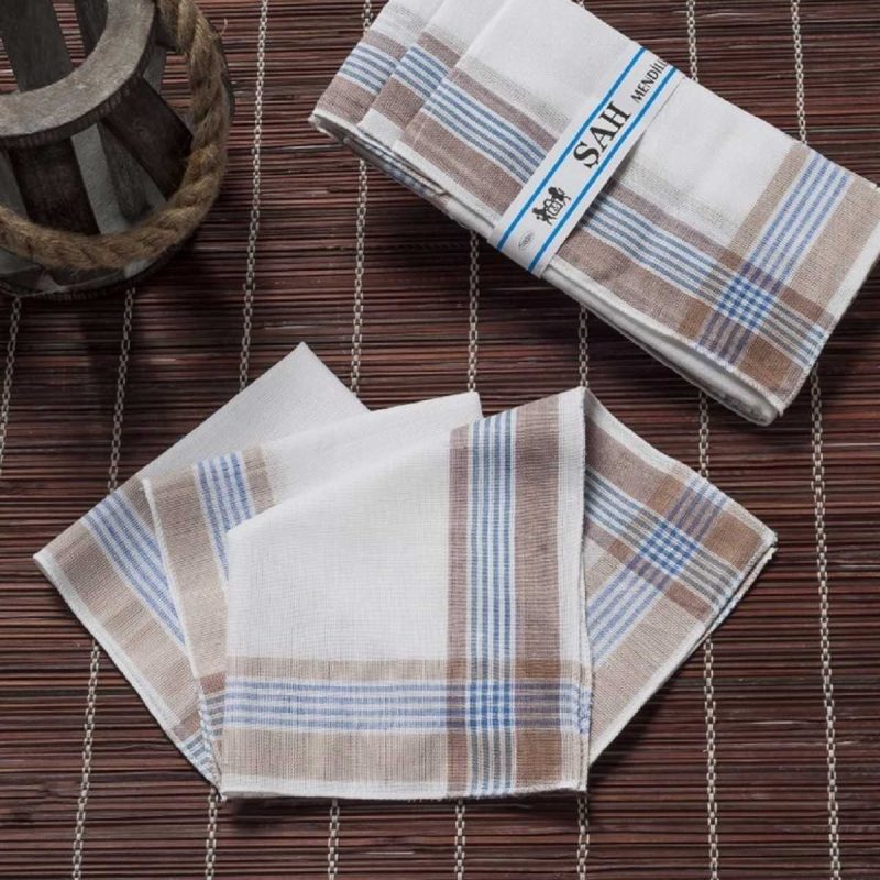 Şah 30x30 cm. Bir Düzine 12 Adet Mendil Şah Kahve