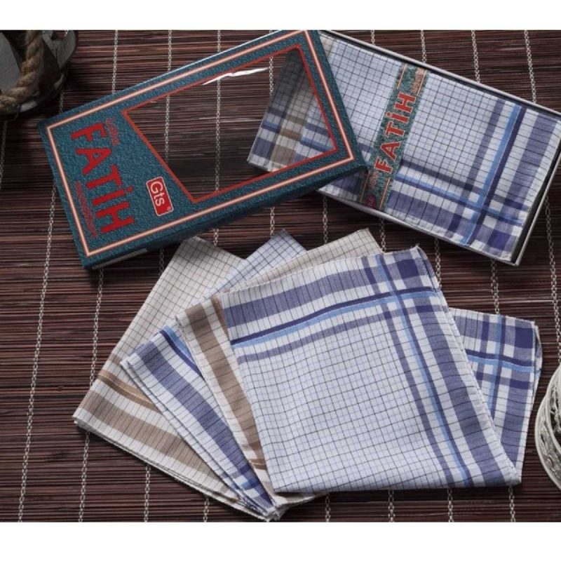 Fatih Kutulu 40x40 cm Düzine 12 Adet Kumaş Mendil FM 04