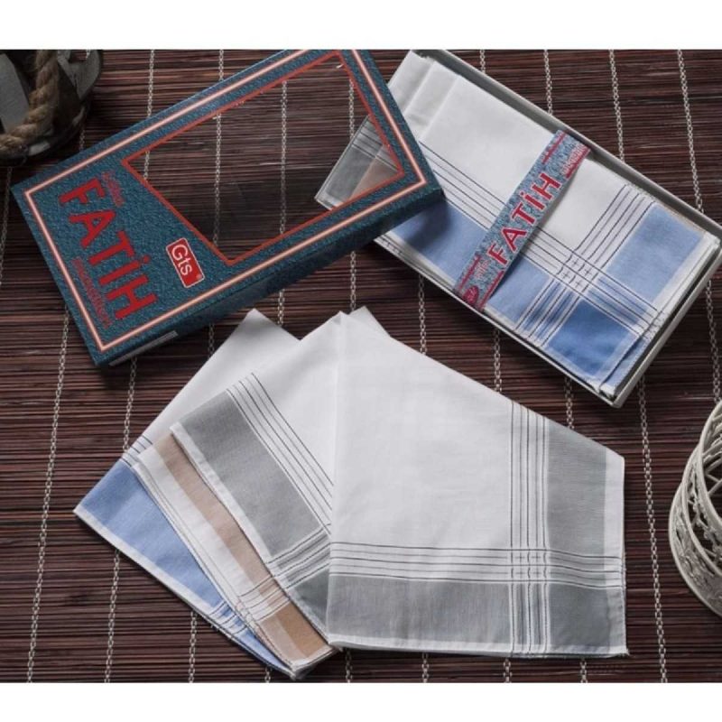 Fatih Kutulu 40x40 cm Düzine 12 Adet Kumaş Mendil FM 01