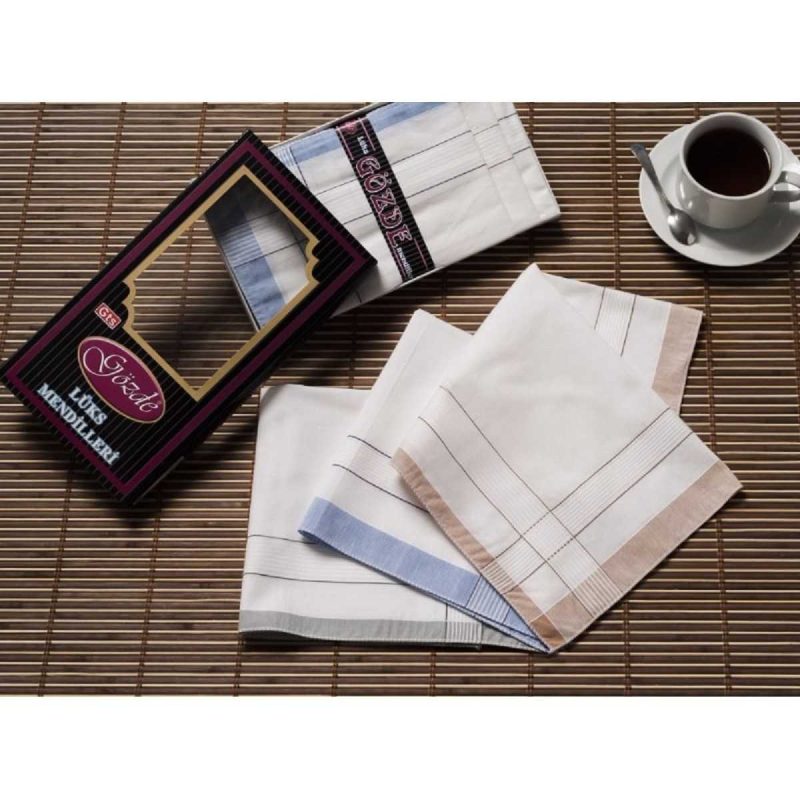 Siyah Kutulu 42x42 cm 12 Adet Kumaş Mendil-GM 01