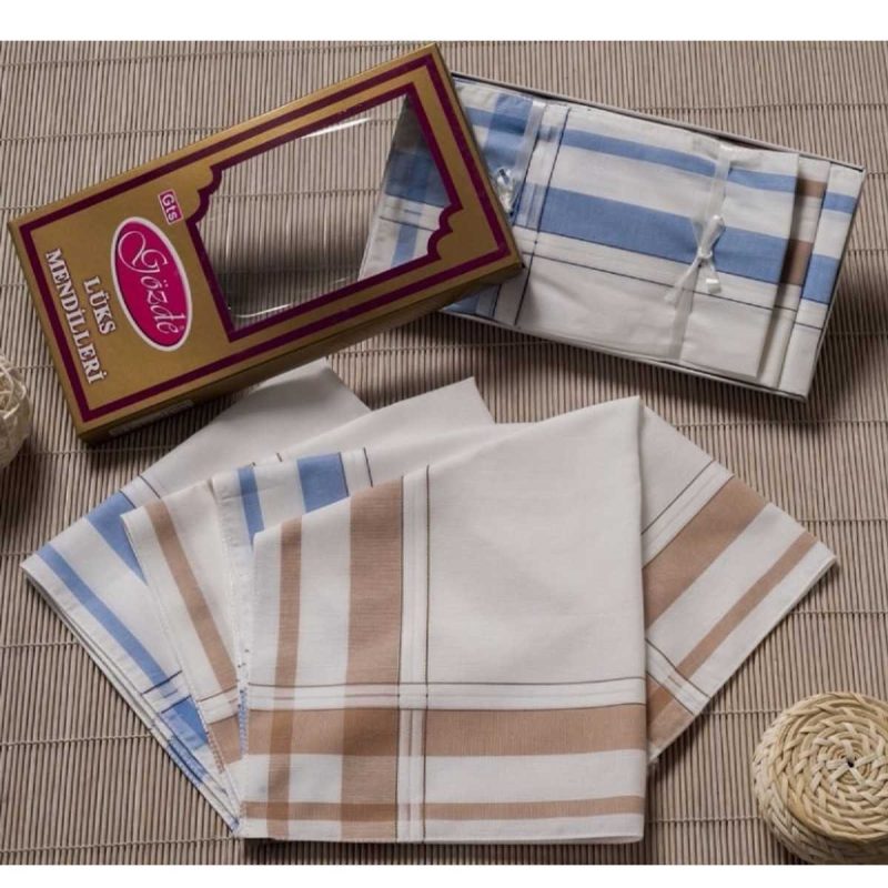 Sarı Kutulu 46x46 cm 12 Adet Kumaş Mendil-GSK 07