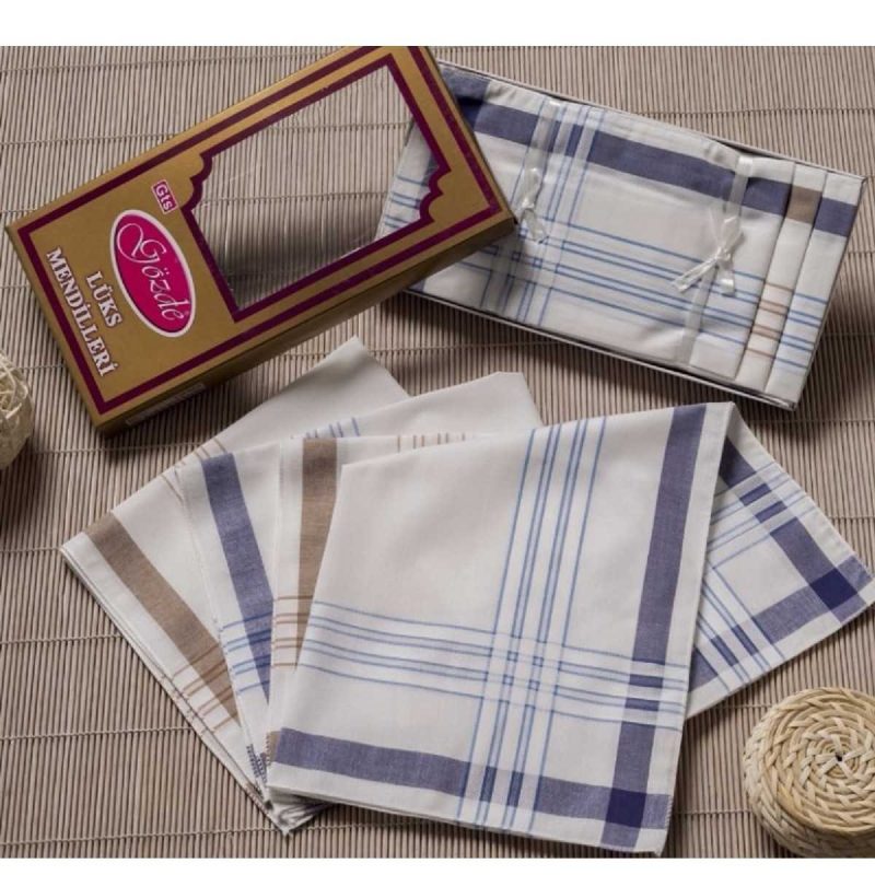 Sarı Kutulu 46x46 cm 12 Adet Kumaş Mendil-GSK 06