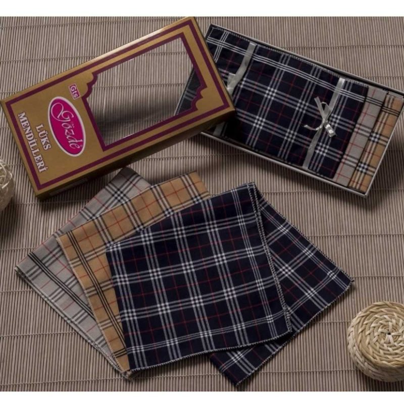 Sarı Kutulu 46x46 cm. Bir Düzine 12 Adet Mendil-GSK 05