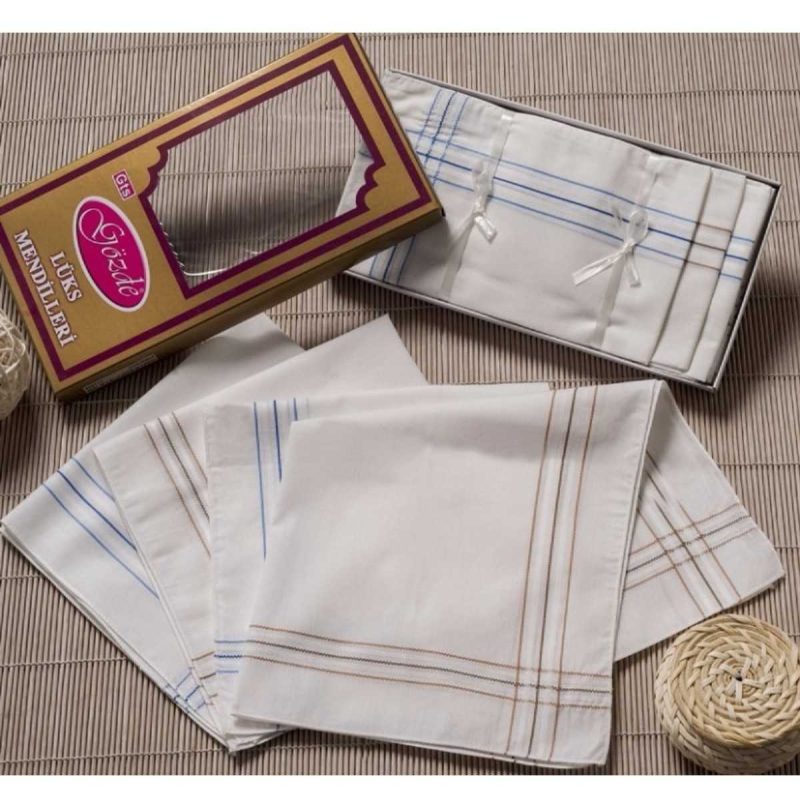 Sarı Kutulu 46x46 cm. Bir Düzine 12 Adet Mendil-GSK 04