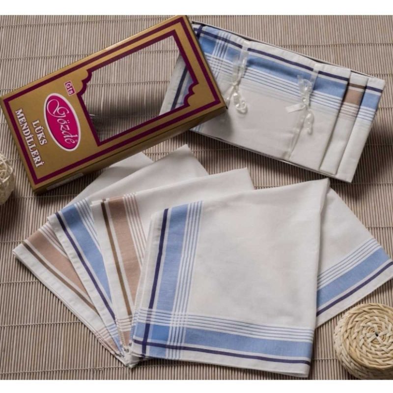 Sarı Kutulu 46x46 cm 12 Adet Kumaş Mendil-GSK 03