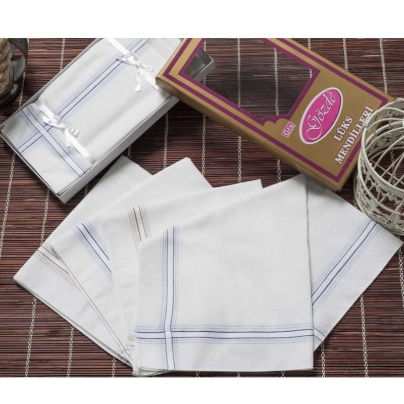 Sarı Kutulu 46x46 cm 12 Adet Kumaş Mendil-GSK 02