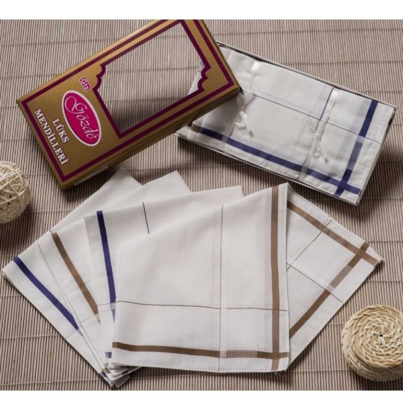 Sarı Kutulu 46x46 cm12 Adet Kumaş Mendil-GSK 01