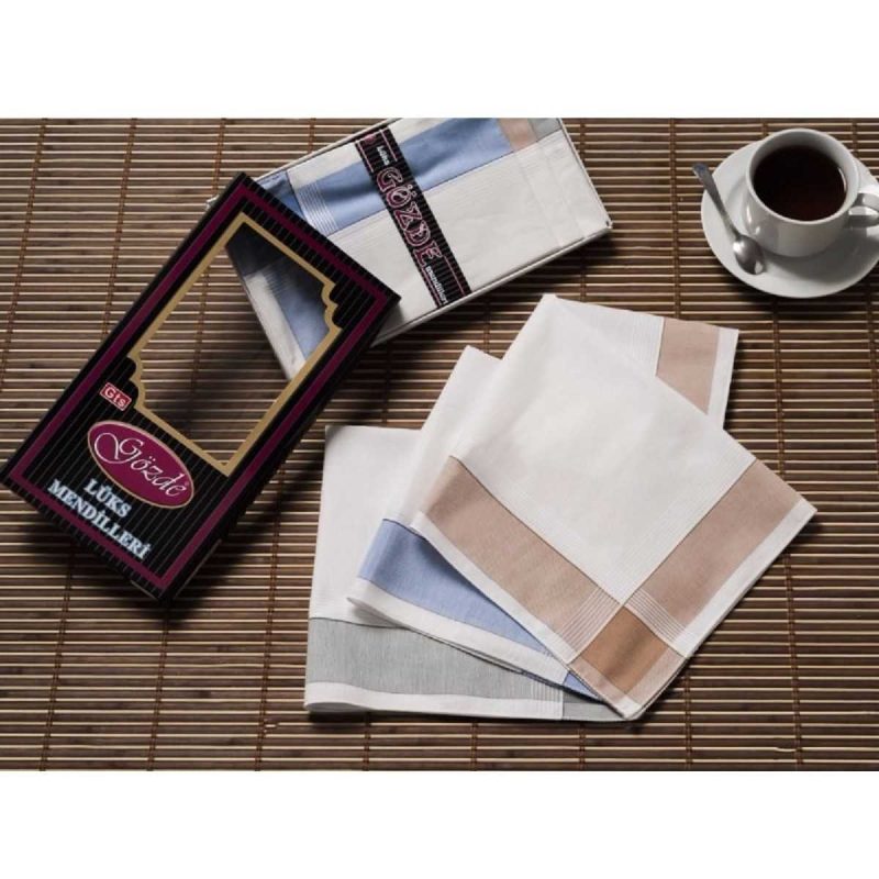 12 Lİ El Cep Kumaş Mendil 42x42 Cm Pamuklu GM02