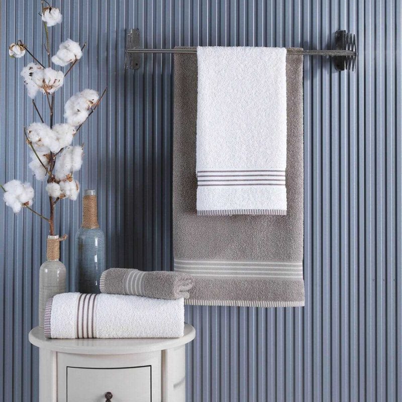 4 lü Kadın Erkek Banyo Havlusu Takımı Oscar Bej-Krem