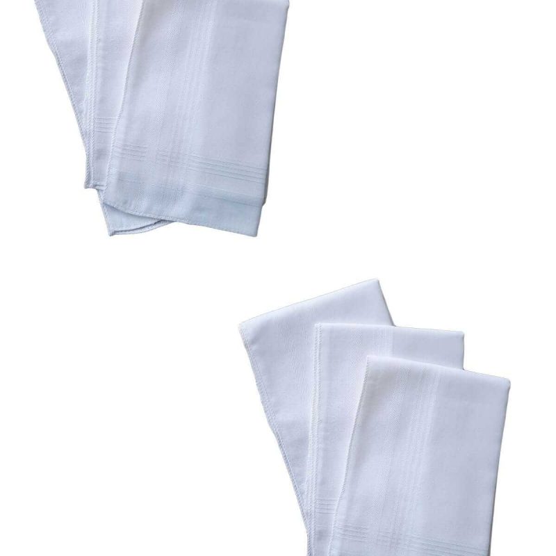 6 lı El Cep Yaka Kumaş Mendil 36x36 Cm 100 Pamuklu TM Beyaz