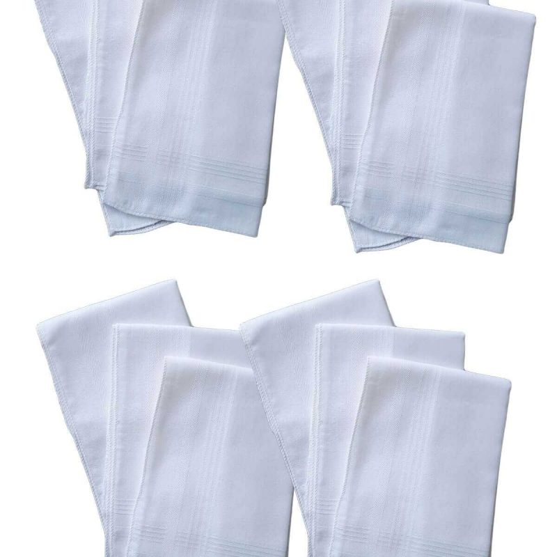 12 li El Cep Yaka Kumaş Mendil 36x36 Cm 100 Pamuklu TM Beyaz