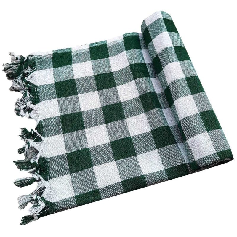 150x150 Cm Kareli Yer Sofra Bezi Piknik Masa Örtüsü Saçaklı