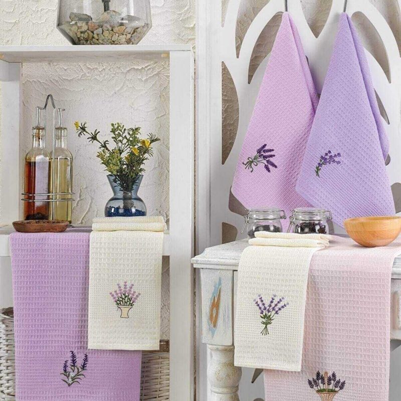 6 Parça Mutfak Kurulama Bezi 30 X 50 Cm Lavender Flower