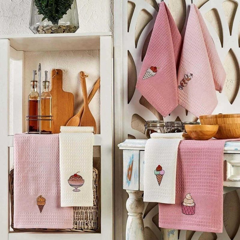 6 Parça Mutfak Kurulama Bezi 30 X 50 Cm İce Cream