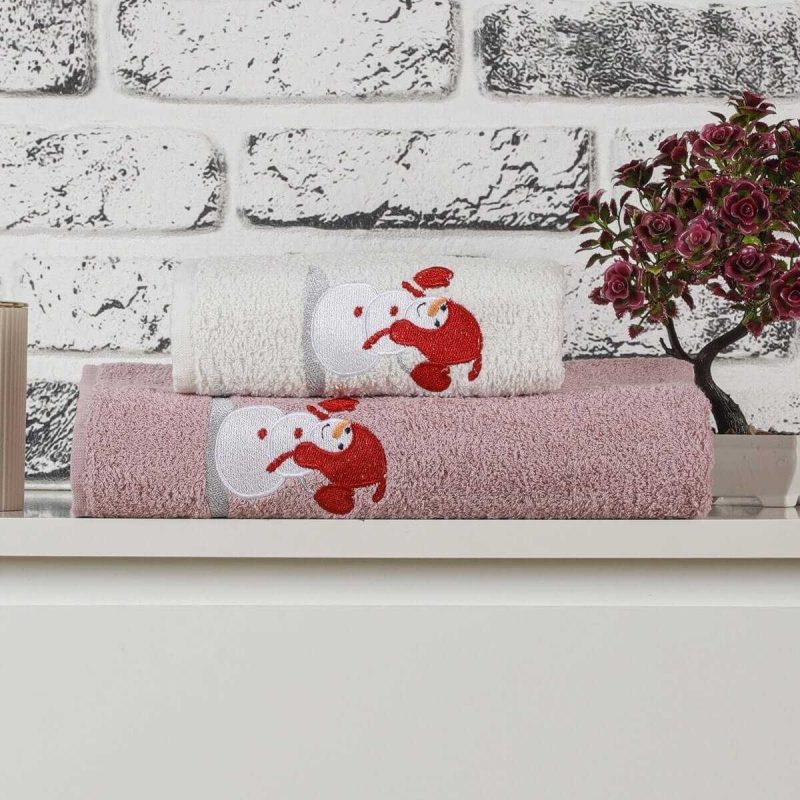 Mira Home Banyo Havlusu Takımı Kardanadam Nakışlı