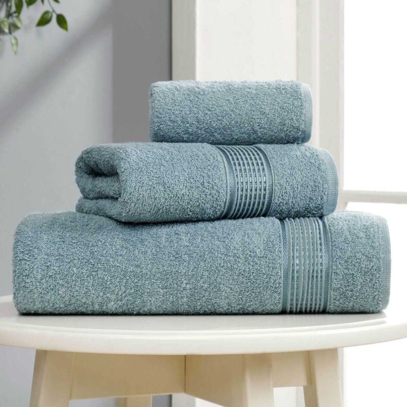 3 lü Banyo Havlusu Seti Pamuklu Ritim Mint