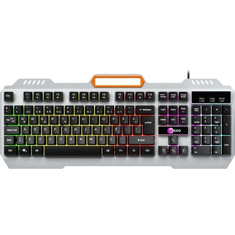 Lecoo KB123 USB Kablolu Rainbow Efektli Gaming Türkçe Q Siyah Klavye