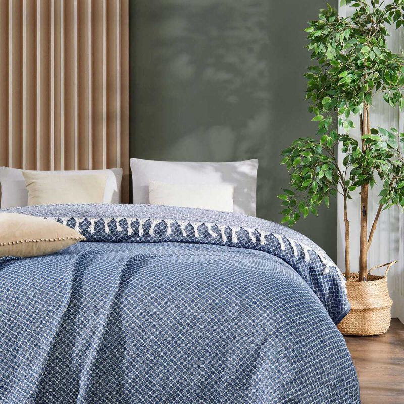 Çift Kişilik Yatak Pikesi Alice İndigo 200 x 230 Cm