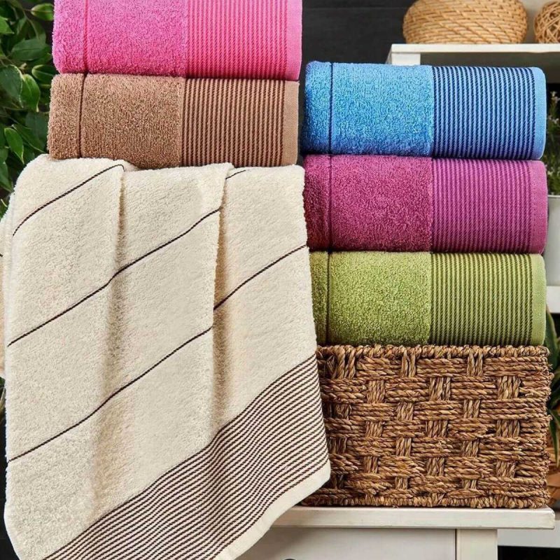 6 lı El Yüz Havlu Seti Pamuklu Havlu Takımı Renkli  Bej